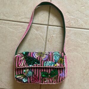 Anthropologie Fiona beaded bag butterfly edition